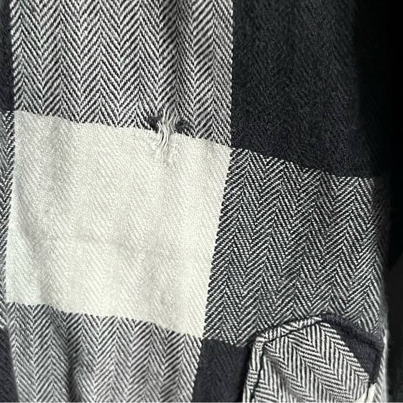 Men’s Pop Icon Button Up Long Sleeve Flannel Shirt Size Large Black Gray White - Picture 8 of 9
